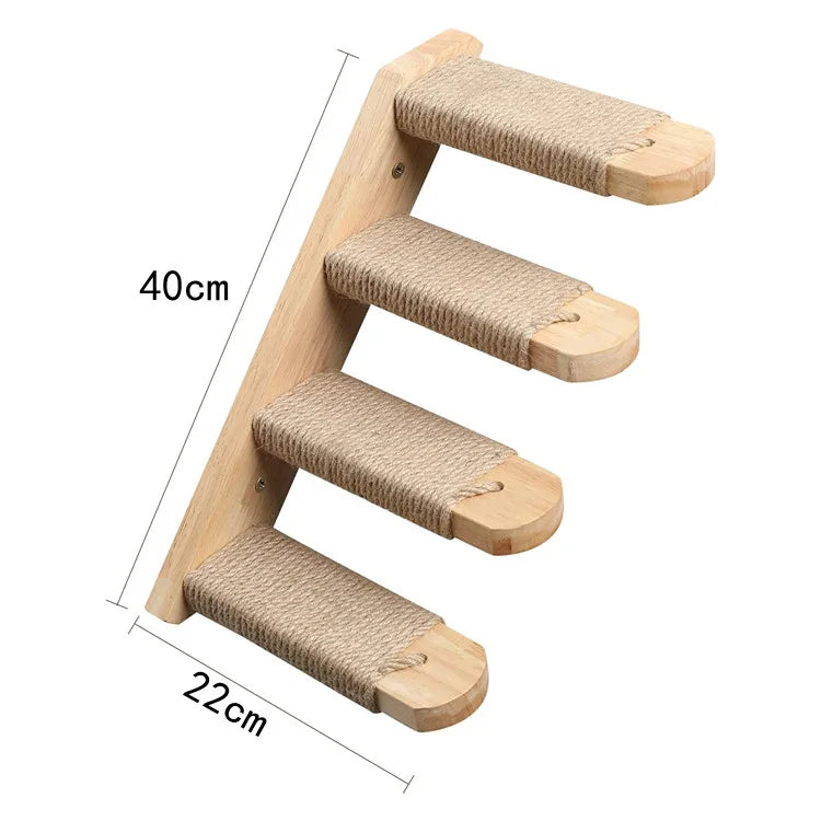 Prateleiras De Gato Montadas Na Parede, Arranhador Para Gato, Plataforma De Salto, Rede, Escada De Corda, Móveis De Madeira, 1Pc