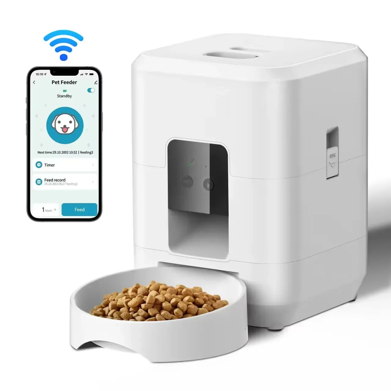 Alimentador inteligente para animais de estimação, alimentador automático para gatos, máquina de comida lenta para cães com temporizador quantitativo automático, dispensador de comida para gatos, tigela para cães e gatos