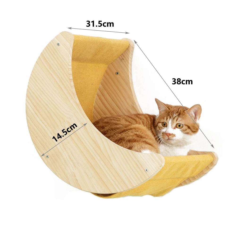 Prateleiras De Gato Montadas Na Parede, Arranhador Para Gato, Plataforma De Salto, Rede, Escada De Corda, Móveis De Madeira, 1Pc