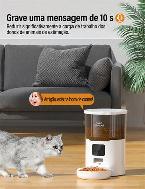 Newpet Alimentador temporizado para gatos 4L Alimentador para gatos com APP inteligente Refeição em aço inoxidável Alimentador remoto de ração para animais de estimação Dispensador automático adequado para cães e gatos