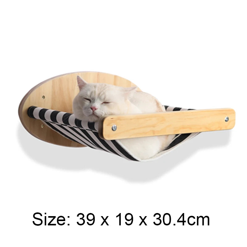 Prateleiras De Gato Montadas Na Parede, Arranhador Para Gato, Plataforma De Salto, Rede, Escada De Corda, Móveis De Madeira, 1Pc