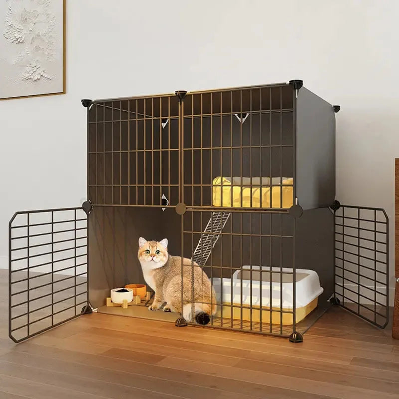 Gaiola de gato quente de dupla camada ao ar livre gaiolas de ferro forjado interior pet gato villa cama de gato doméstico grande casa de gato produtos para animais de estimação gm