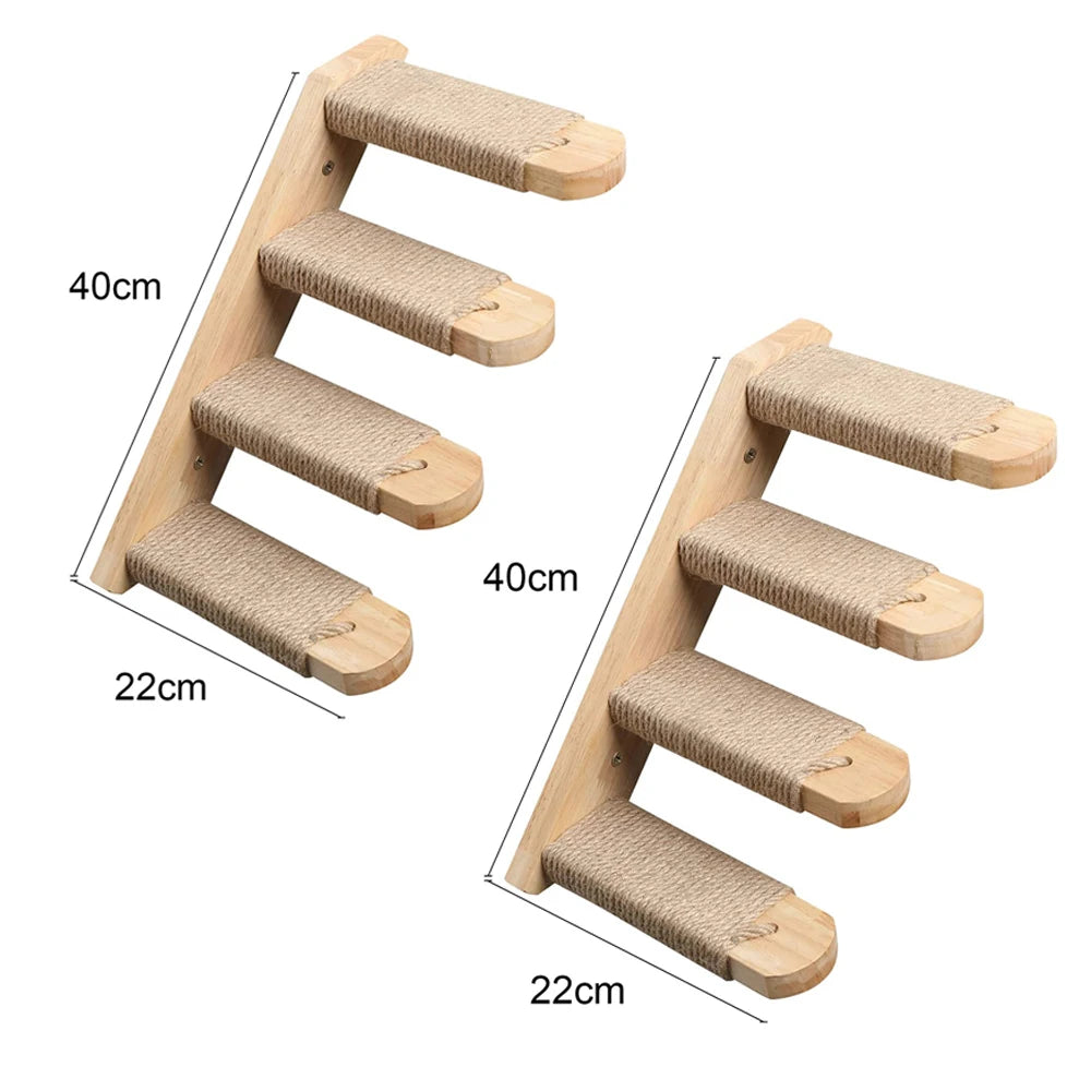 Prateleiras De Gato Montadas Na Parede, Arranhador Para Gato, Plataforma De Salto, Rede, Escada De Corda, Móveis De Madeira, 1Pc